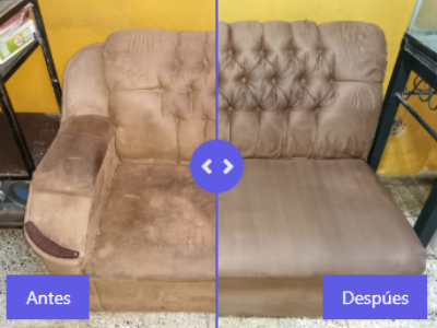 Antes y después de una limpieza de sillones